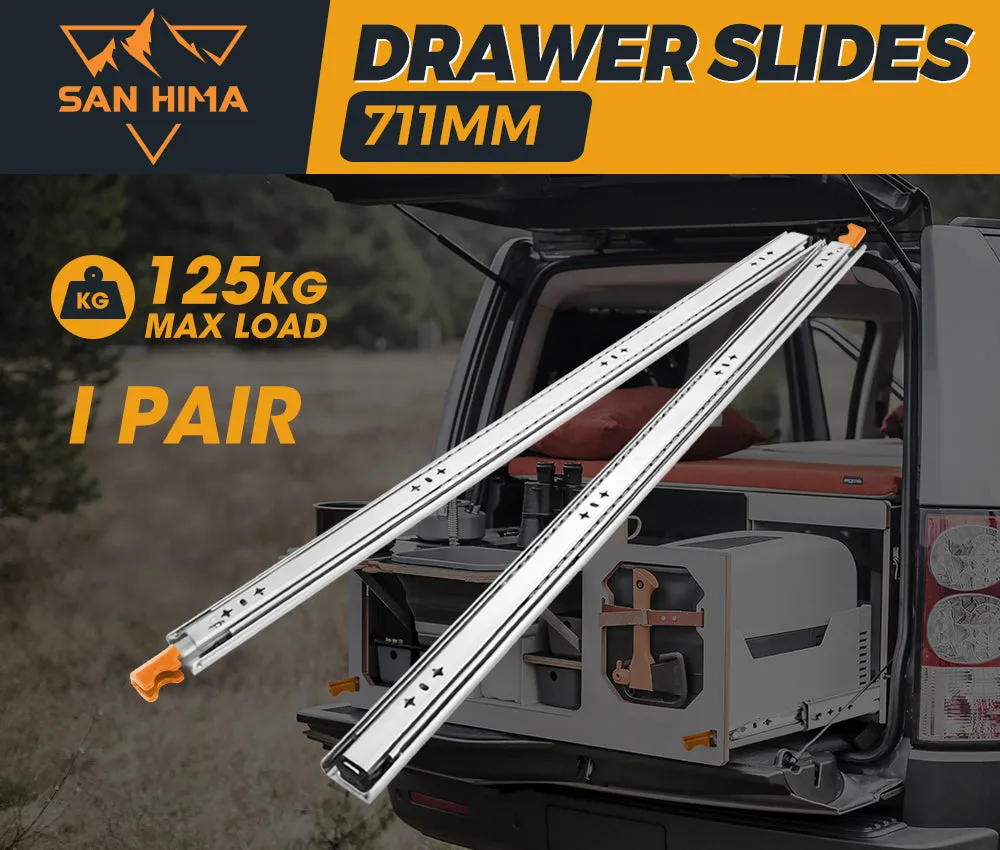 125kg Locking Drawer Slides / Runners 711mm 4wd Trailer Fridge Draw