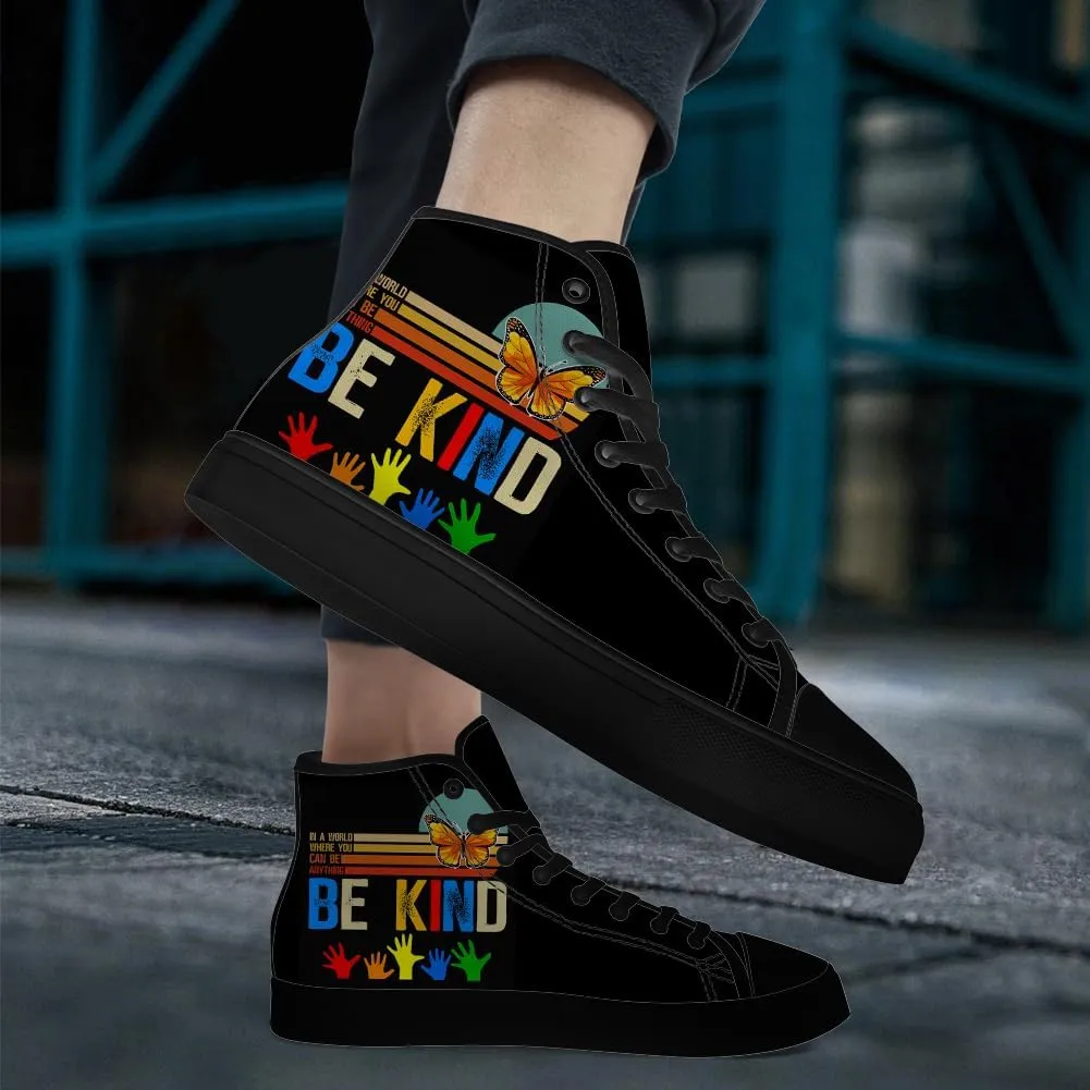 Autism Awareness High Top Shoes for Men Women Autism High Top Canvas Sneakers Casual Shoes Gifts for Him Her