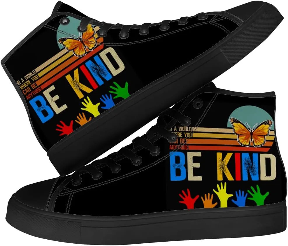 Autism Awareness High Top Shoes for Men Women Autism High Top Canvas Sneakers Casual Shoes Gifts for Him Her