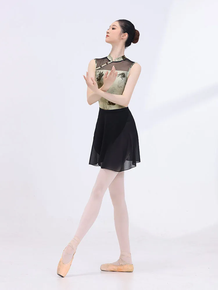 Ballet Cheongsam Collar Sleeveless Printed Leotard Dance Training Suit