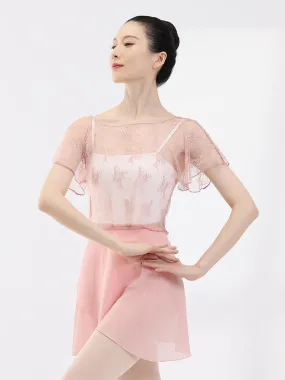 Ballet Dance Crew Neck Lace Short Sleeve Lace Up Top