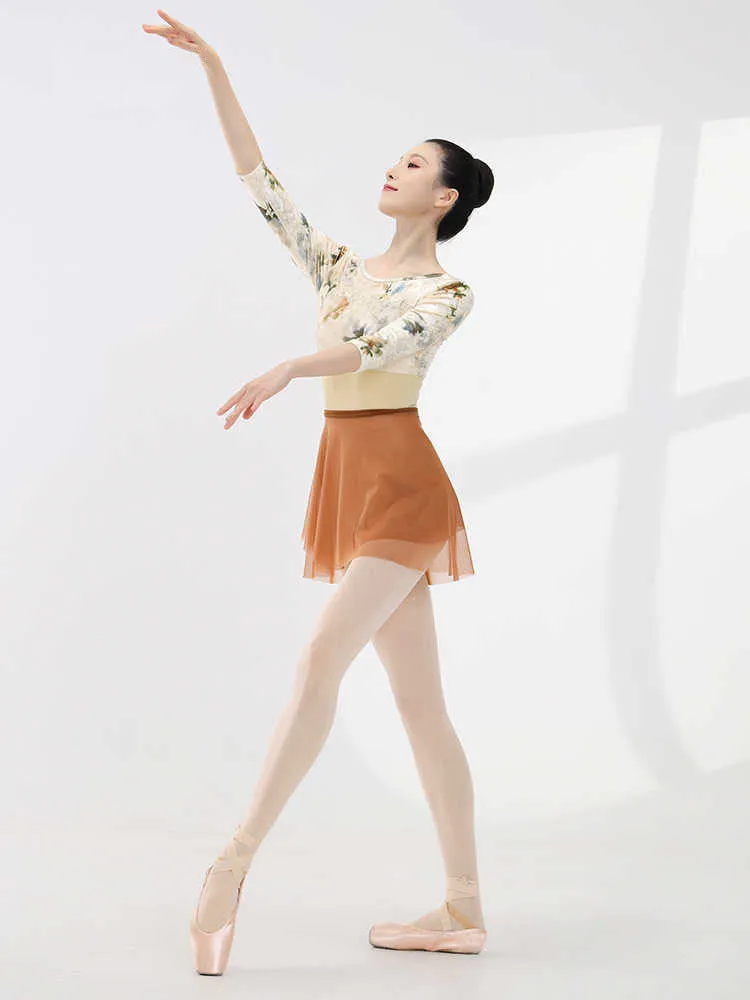 Ballet Velvet Print Patchwork High Crotch Leotard Dance Training Clothes