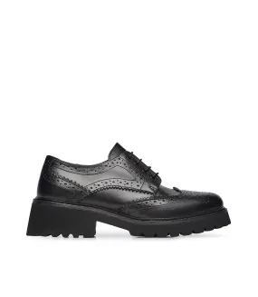 Black brogue calfskin derby shoe