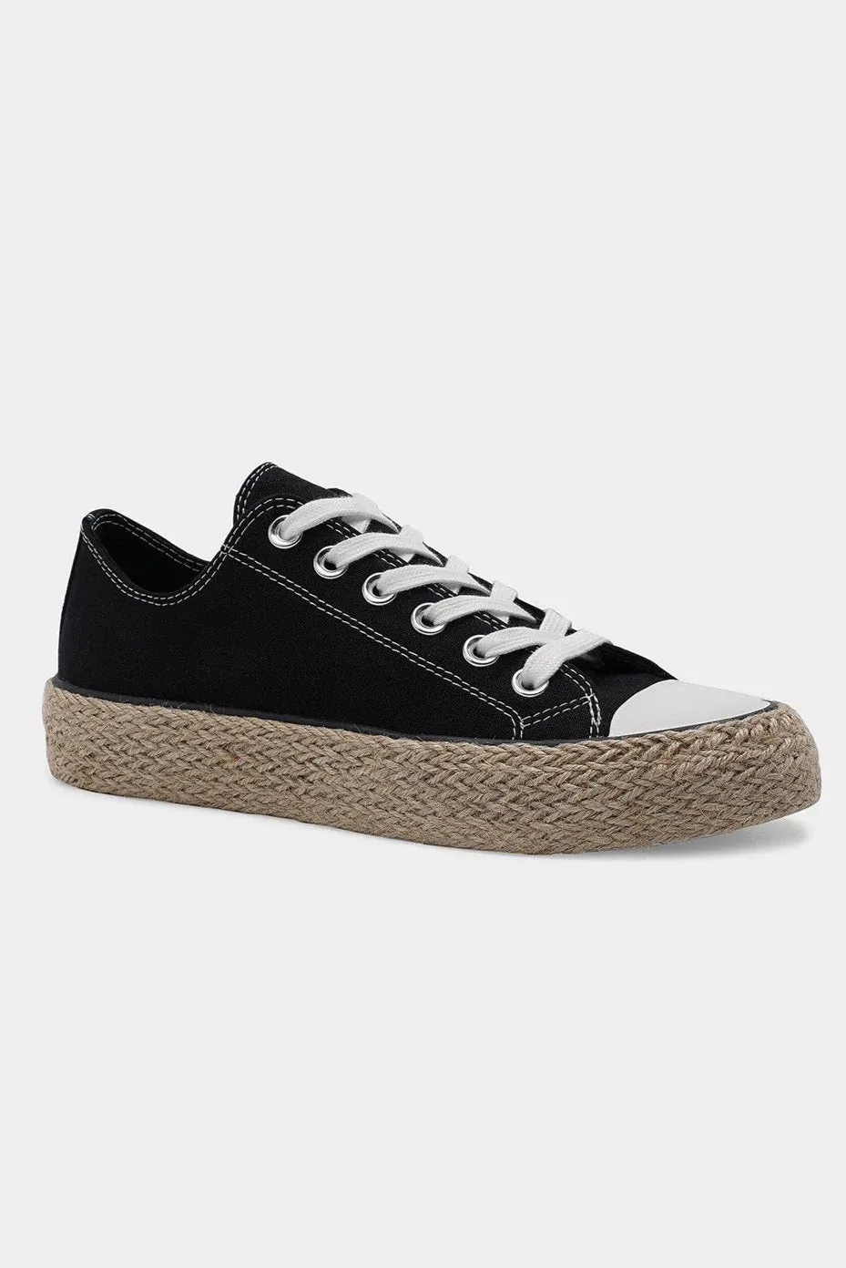 Black Canvas Lace-Up Espadrille Sneakers