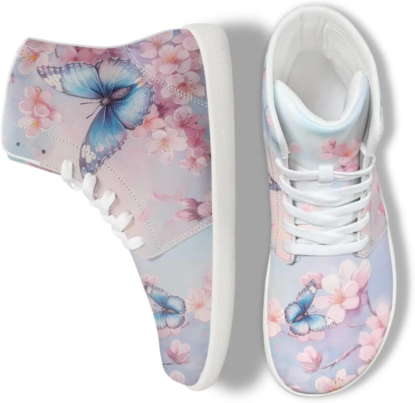 Butterfly Dragonfly Print High Tops Running Sneakers for Women Men Fitness Ankle Support Shoes
