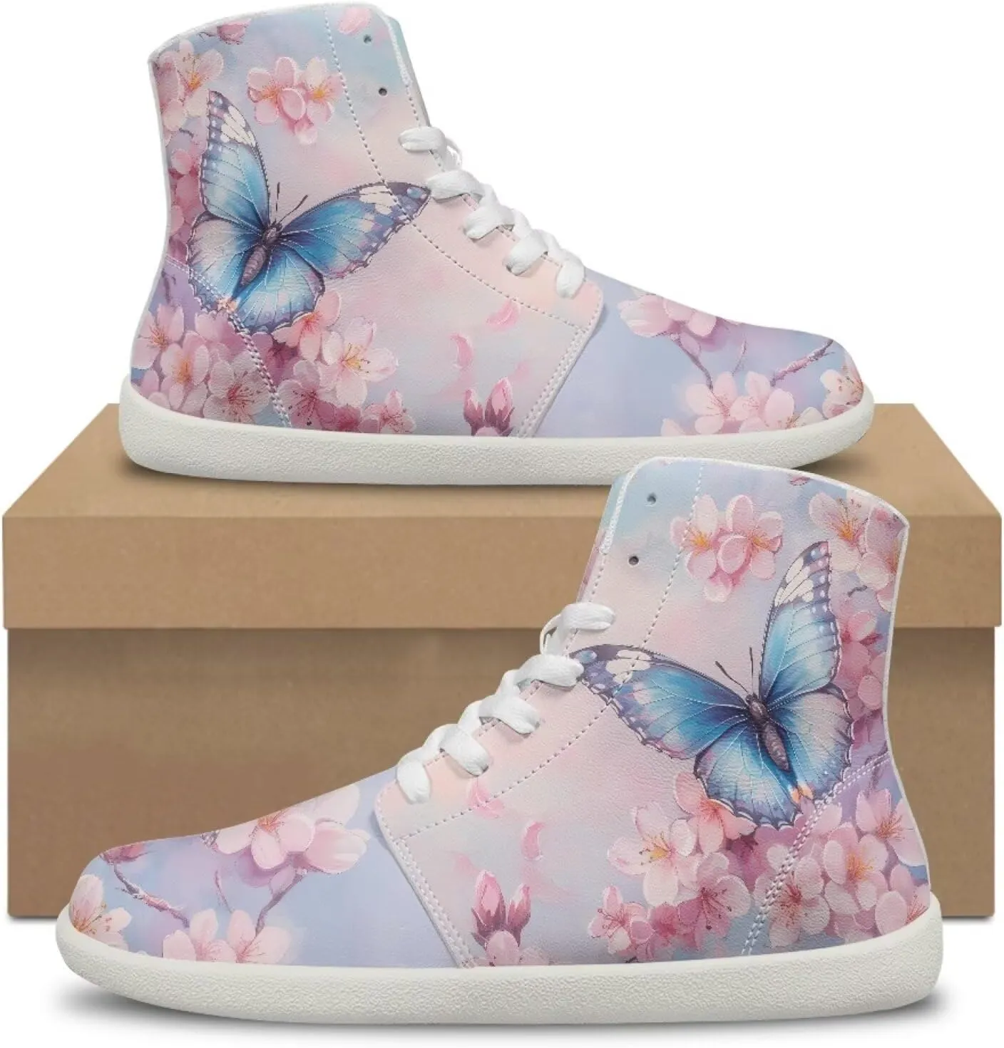 Butterfly Dragonfly Print High Tops Running Sneakers for Women Men Fitness Ankle Support Shoes