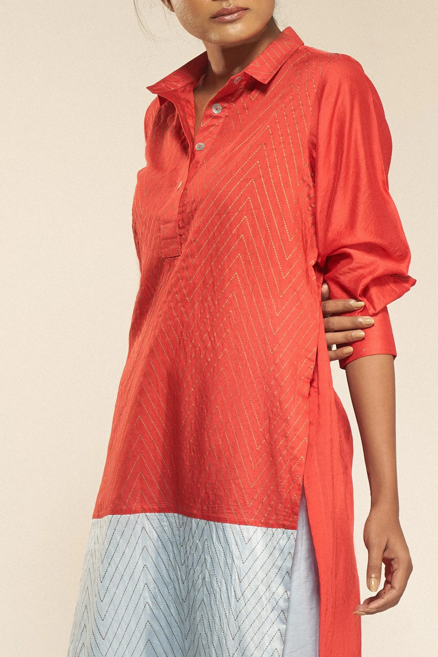 Collared Silk Kurta