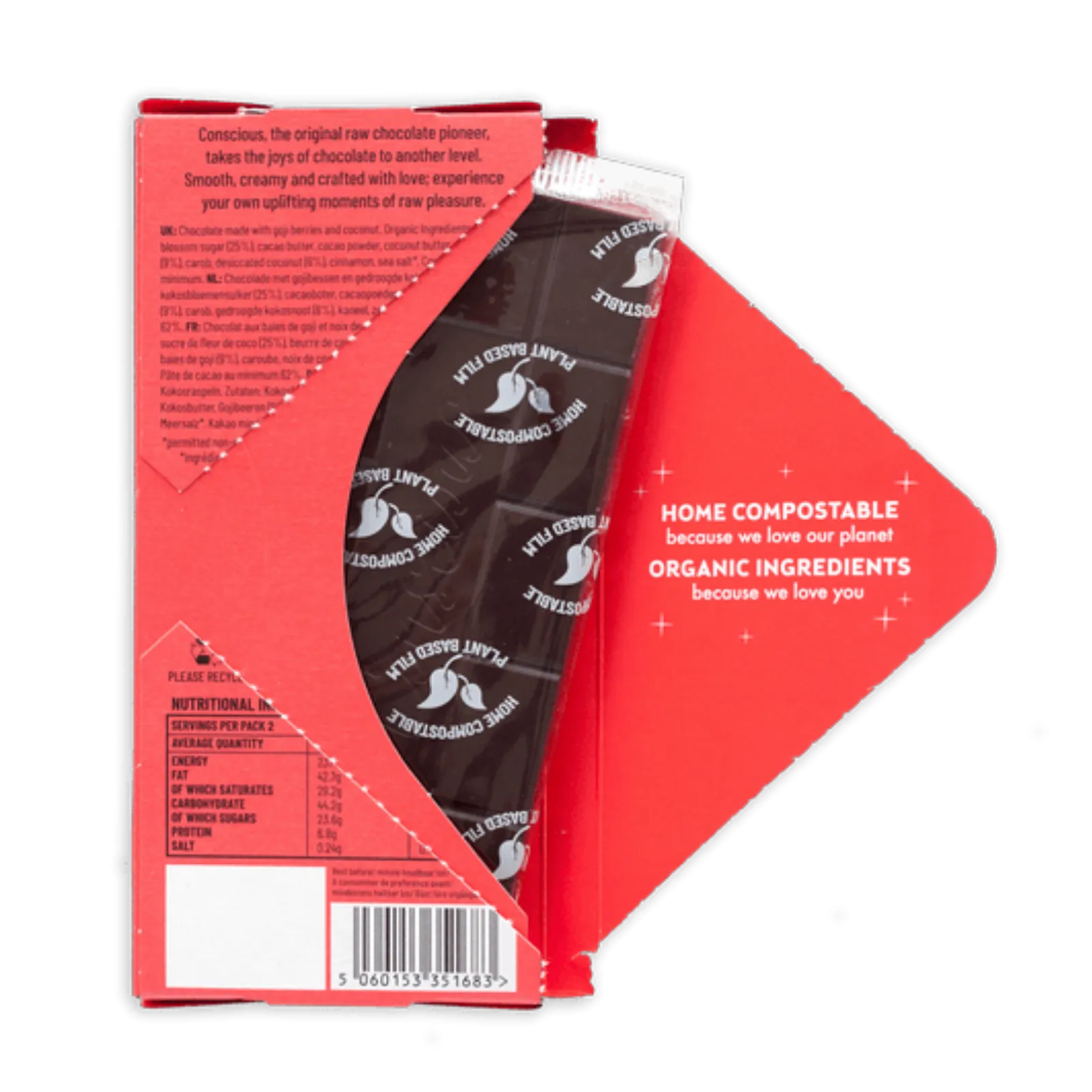 Conscious Chocolate Goji And Coconut Bar