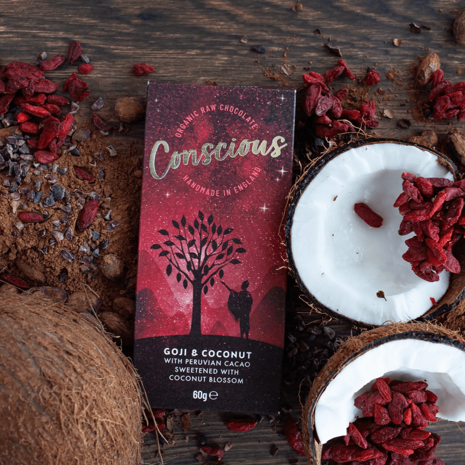 Conscious Chocolate Goji And Coconut Bar