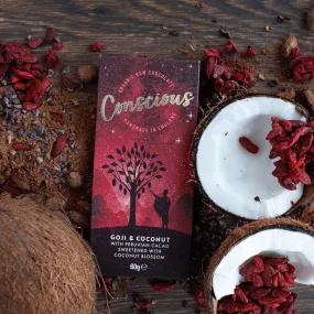 Conscious Chocolate Goji And Coconut Bar