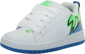 DC Boy's Unisex-Chiild Court Graffik Casual Skate Shoe, White/Graffiti Print, 11.5 Little Kid