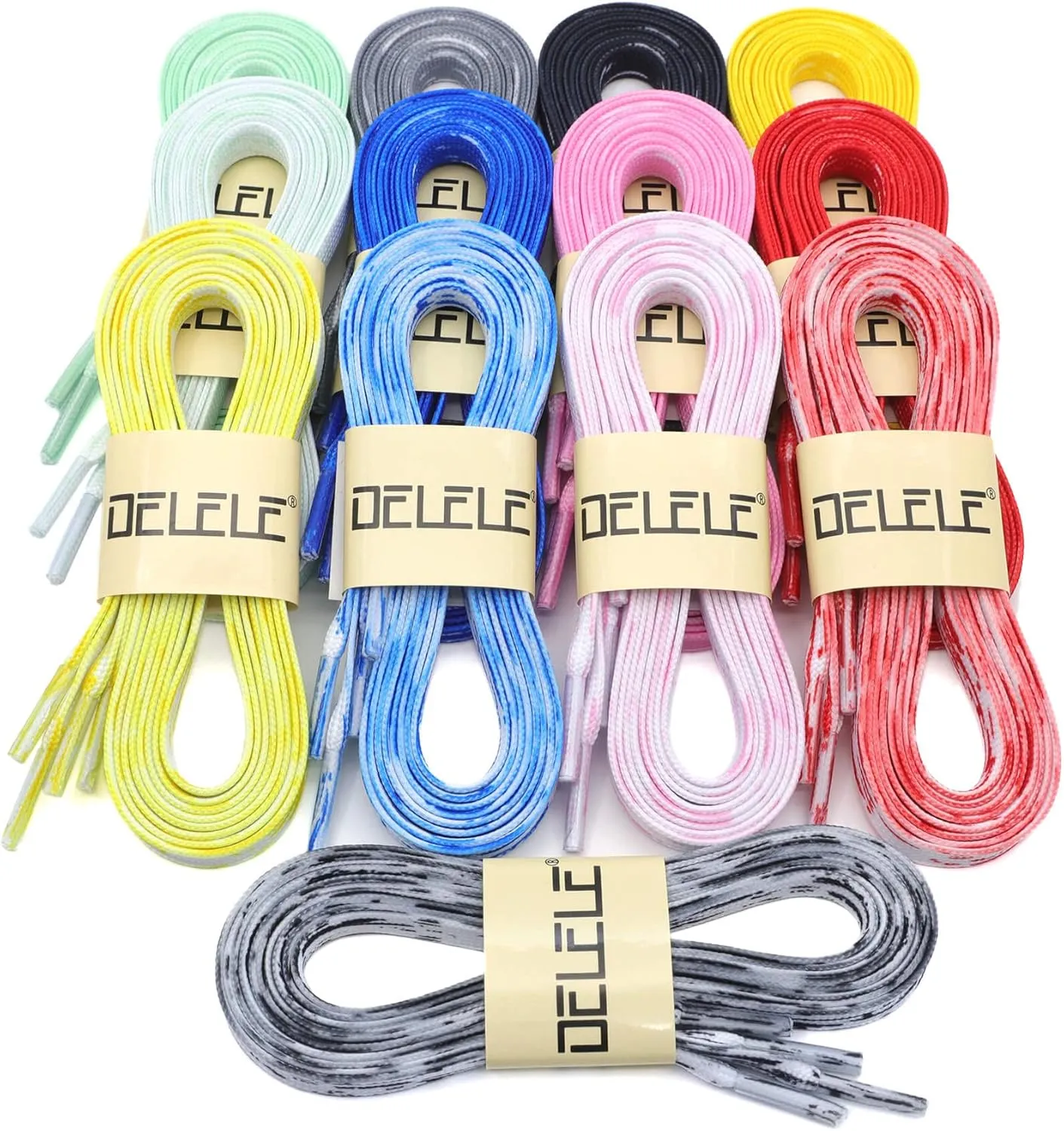 DELELE Flat Graffiti Shoe Laces: Colored Art Print Sneakers Shoelaces 2 Pair