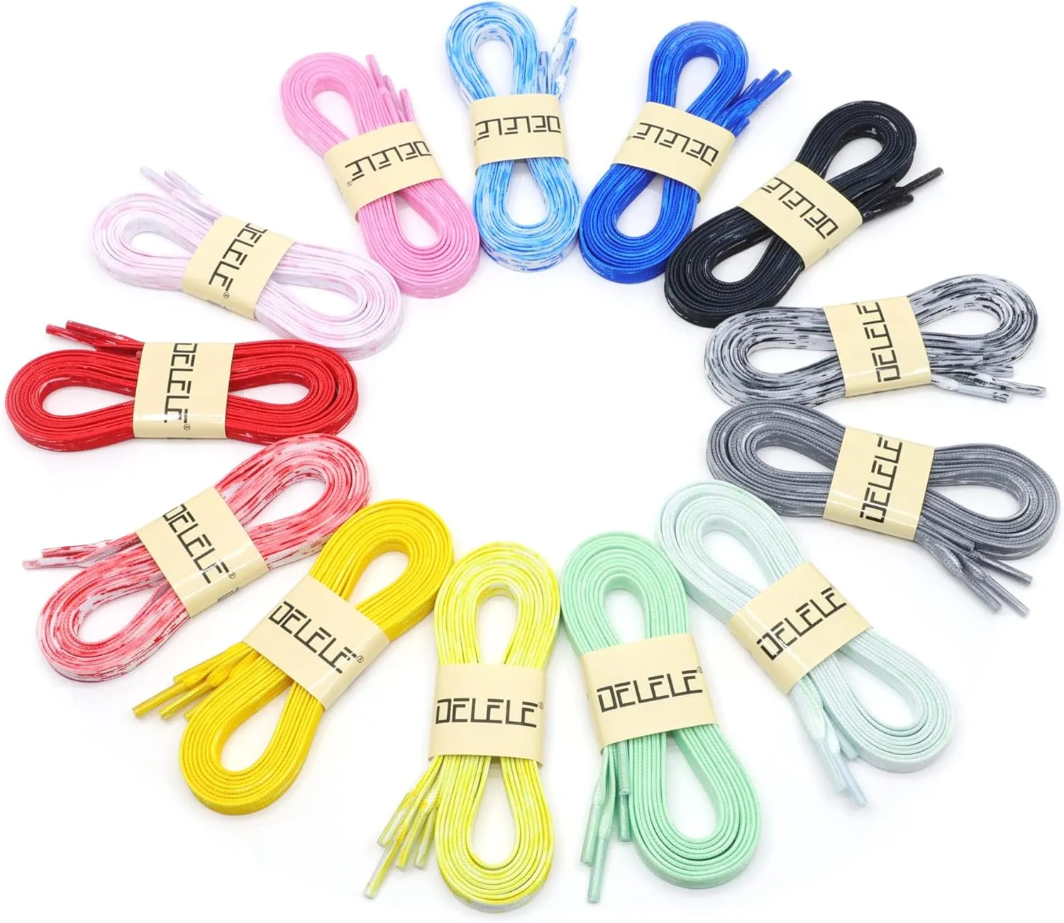 DELELE Flat Graffiti Shoe Laces: Colored Art Print Sneakers Shoelaces 2 Pair