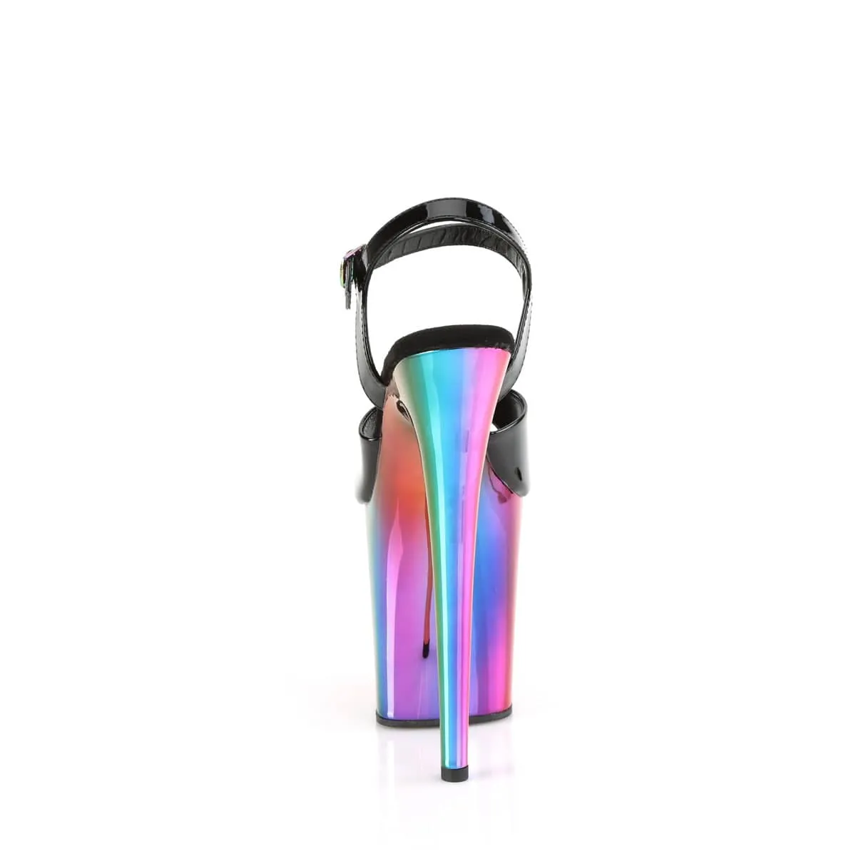 FLAMINGO-809RC Black & Multi Colour Ankle Peep Toe High Heel