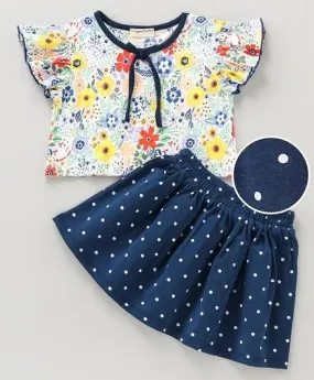 Flowers Frill Top and Skirt Set