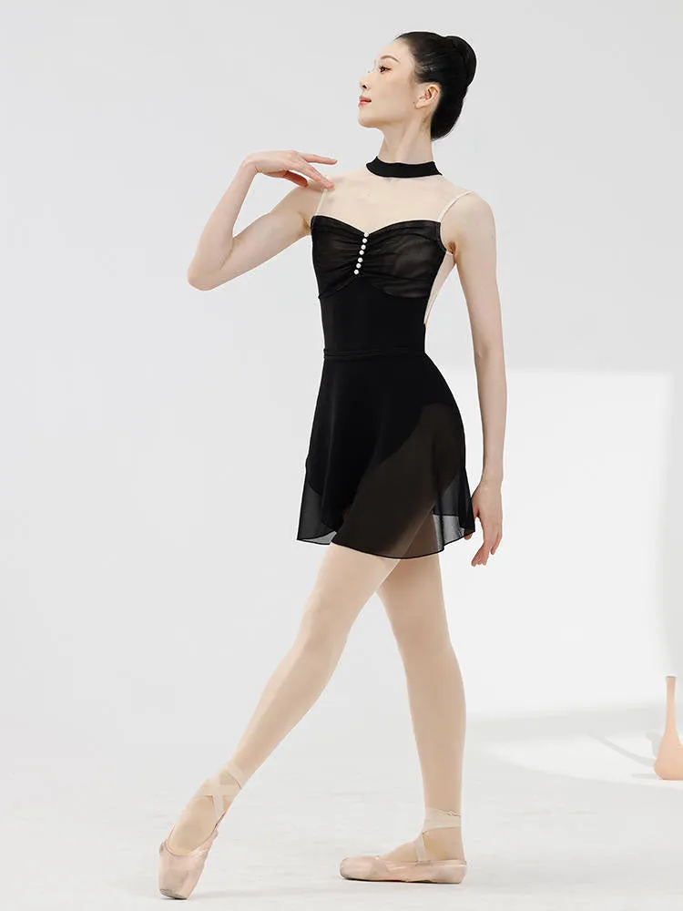 Half High Collar Mesh Splicing Neck Leotard Ballet Practice Clothes