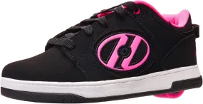 HEELYS Girl's Voyager Tennis Shoe, Black/Pink, 4 Big Kid
