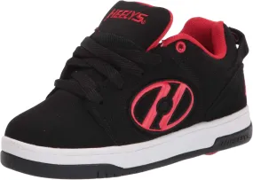 HEELYS Girls Voyager Tennis Shoe, Black/Red, 8 Big Kid