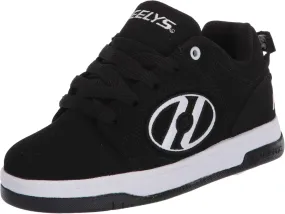 HEELYS Unisex-Child Voyager Tennis Shoe, Black/White, 1 Big Kid