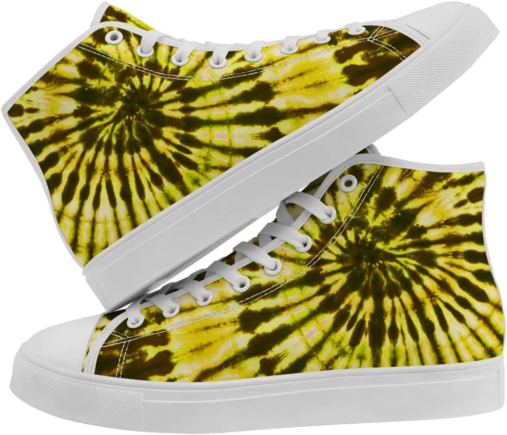 High Top Canvas Shoes for Men Women Tie Dye High Top Sneakers Lace Up Casual Shoes Gifts for Mom Dad