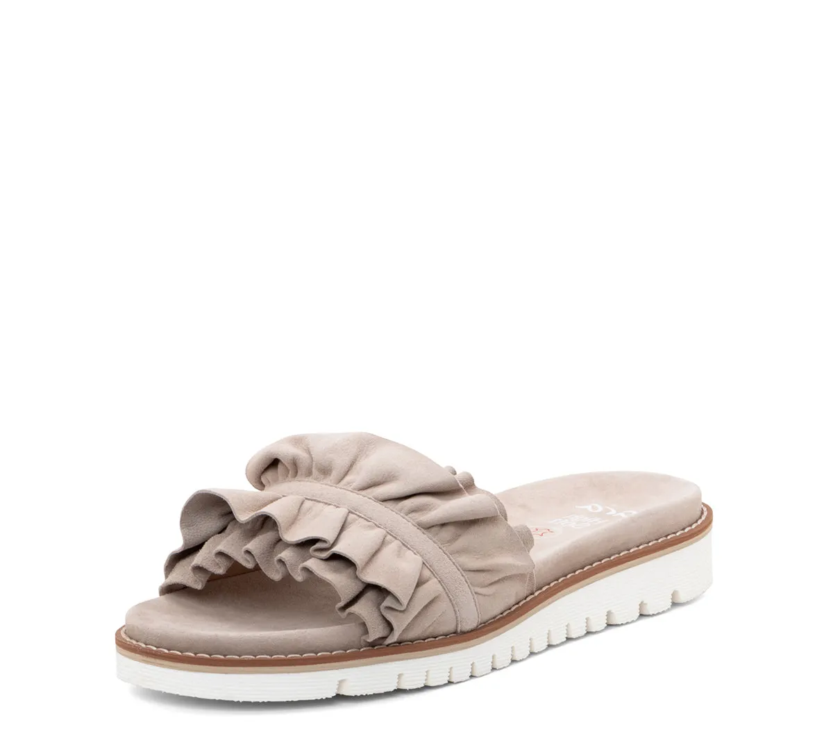Keyes Women's Ruffle Slide Sandal - Sand 08