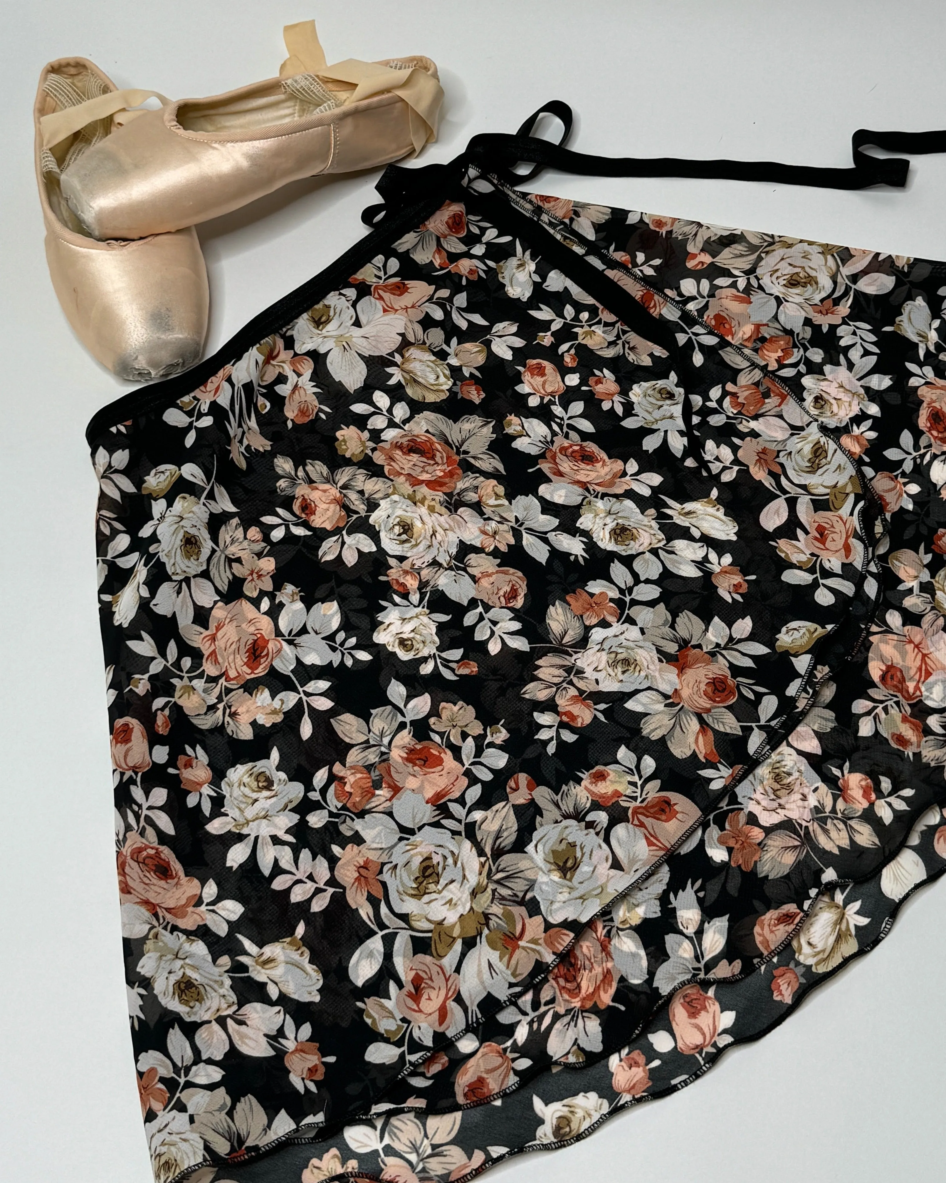 Limited Edition Black Floral Classical Wrap Ballet Skirt