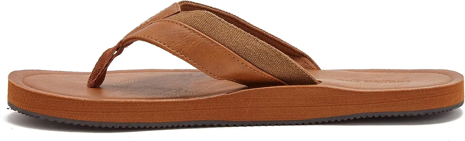 LONDON FOG Trevon Men’s Thong Sandals, Athletic Flip Flops for Men Size 7 to 13 - Black, Grey or Brown