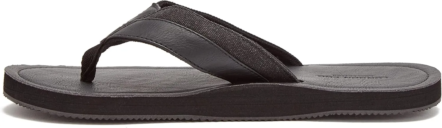 LONDON FOG Trevon Men’s Thong Sandals, Athletic Flip Flops for Men Size 7 to 13 - Black, Grey or Brown