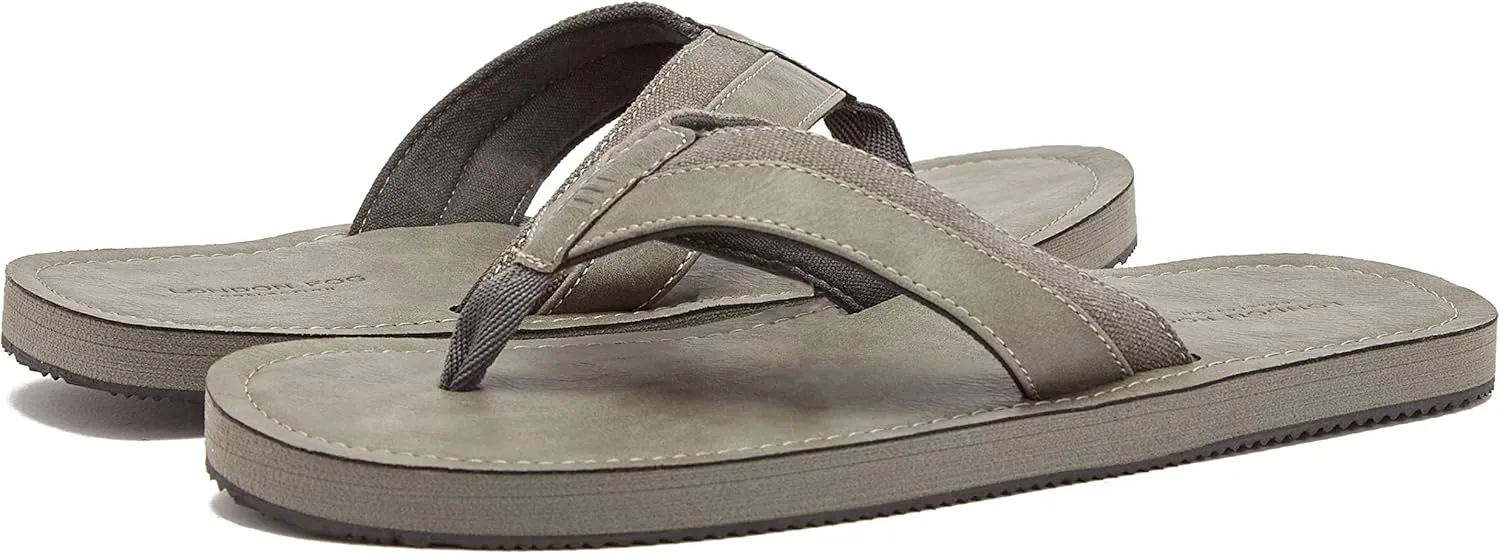 LONDON FOG Trevon Men’s Thong Sandals, Athletic Flip Flops for Men Size 7 to 13 - Black, Grey or Brown