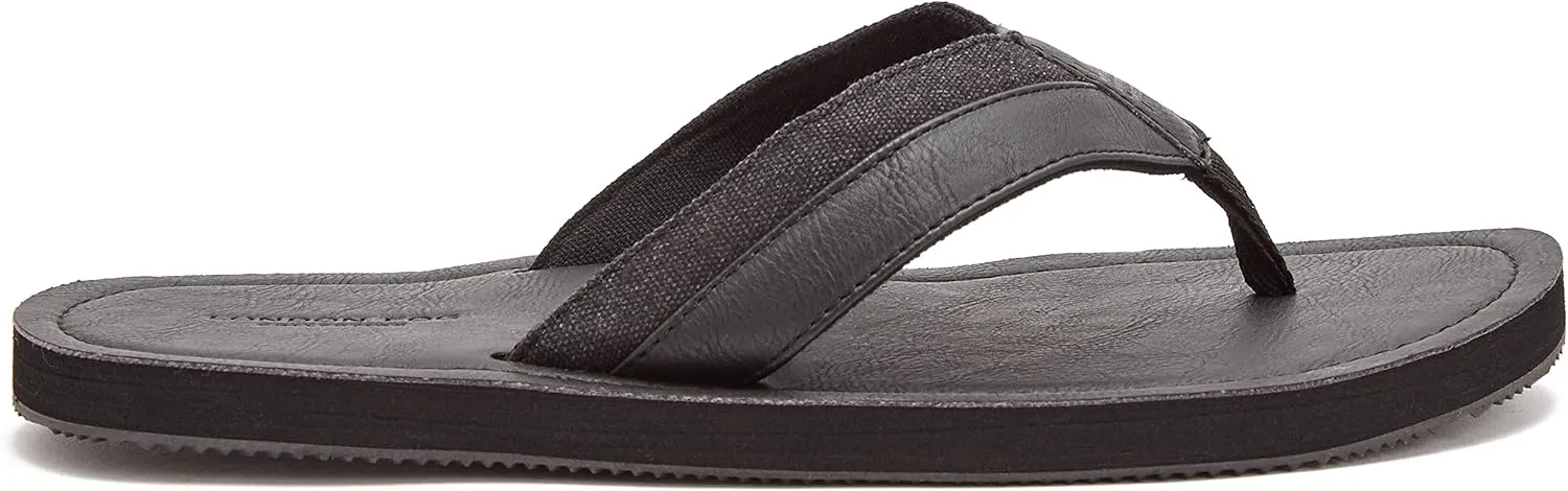 LONDON FOG Trevon Men’s Thong Sandals, Athletic Flip Flops for Men Size 7 to 13 - Black, Grey or Brown