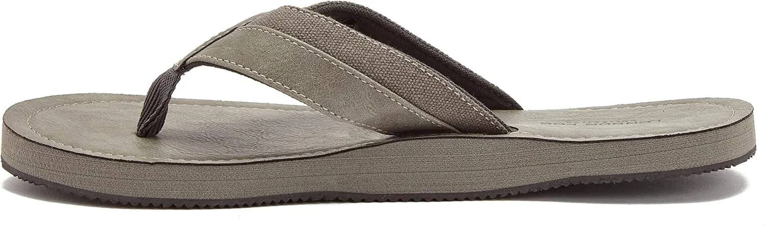 LONDON FOG Trevon Men’s Thong Sandals, Athletic Flip Flops for Men Size 7 to 13 - Black, Grey or Brown