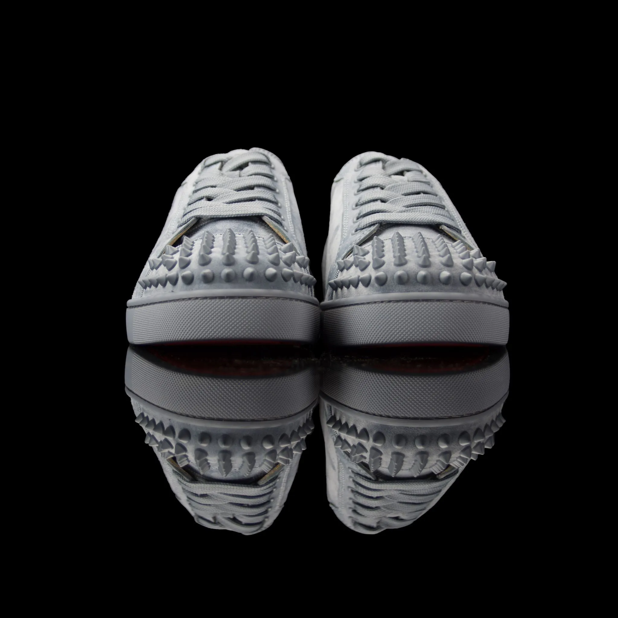 Louis Junior Flat Spikes Suede Velours - Stone Grey