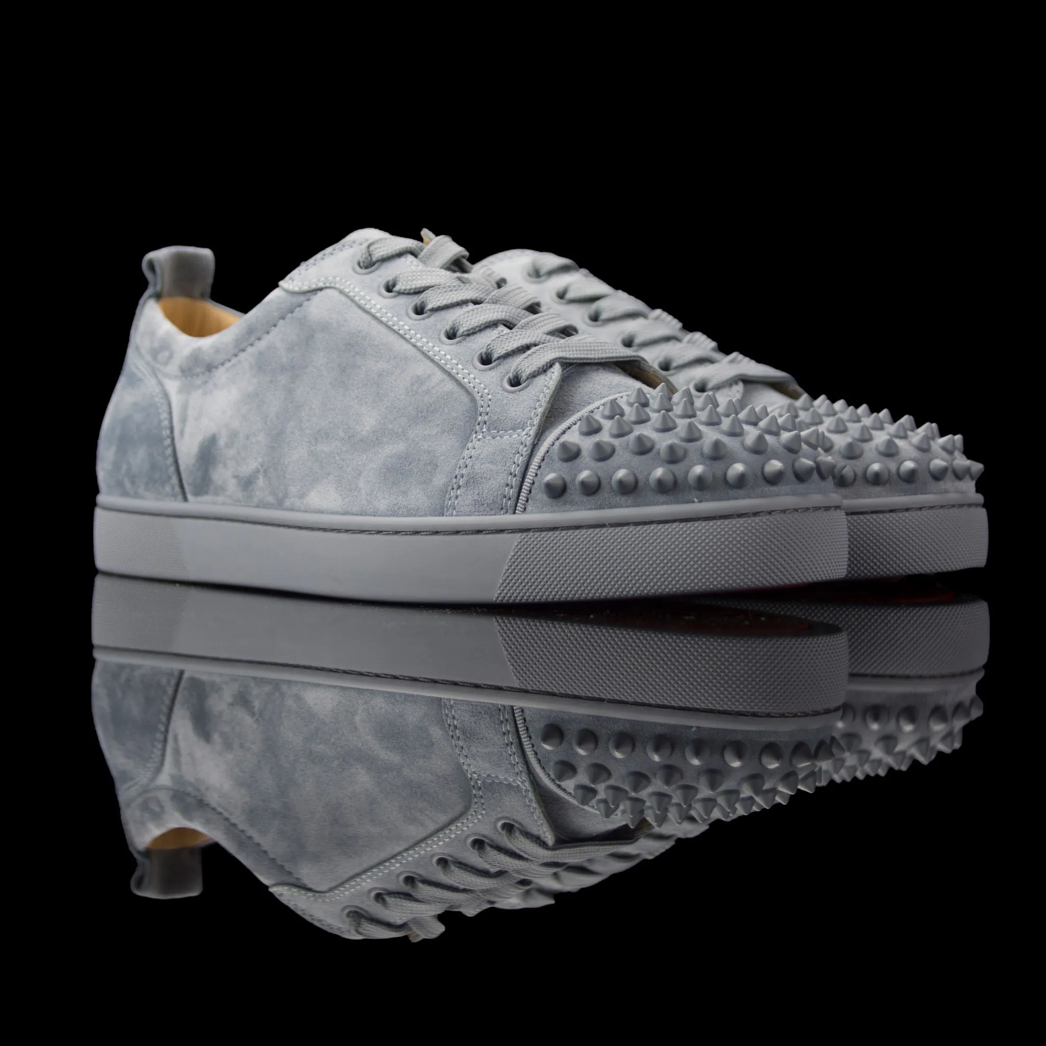 Louis Junior Flat Spikes Suede Velours - Stone Grey