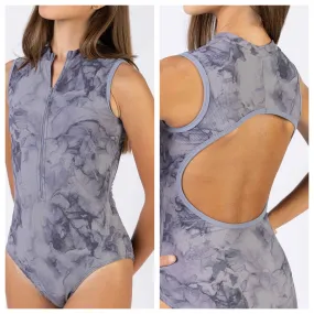 Mara Dancewear - Aura Leotard - Adult (LEO-AUR-FLO) - Gray Floral