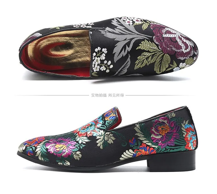 Men Handmade Exquisite Embroidery Leather Business Dress Shoes