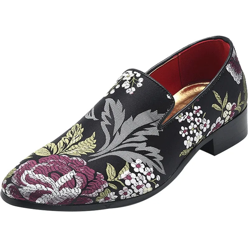 Men Handmade Exquisite Embroidery Leather Business Dress Shoes