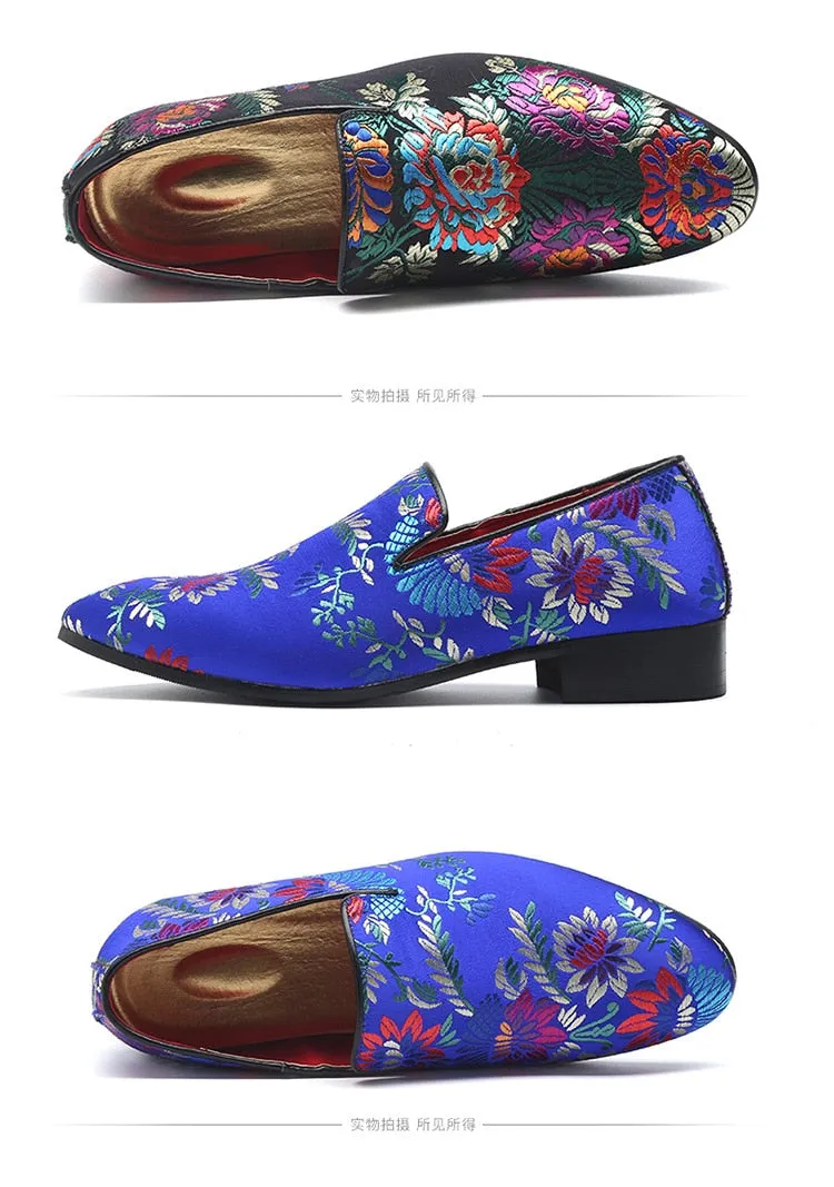 Men Handmade Exquisite Embroidery Leather Business Dress Shoes