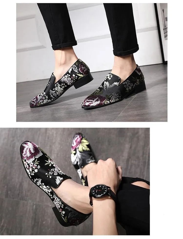 Men Handmade Exquisite Embroidery Leather Business Dress Shoes