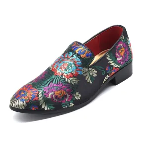 Men Handmade Exquisite Embroidery Leather Business Dress Shoes