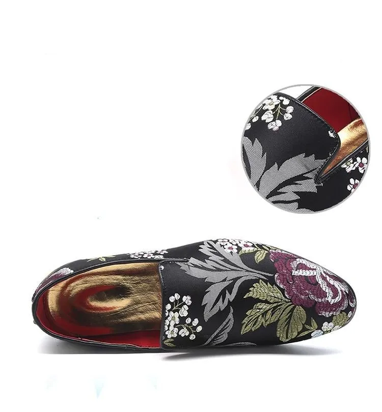 Men Handmade Exquisite Embroidery Leather Business Dress Shoes