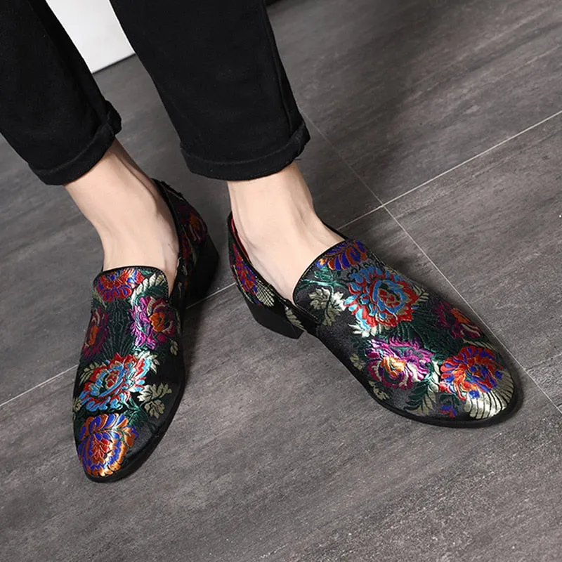Men Handmade Exquisite Embroidery Leather Business Dress Shoes