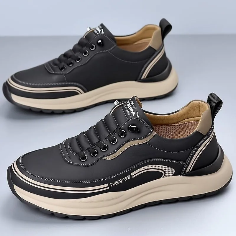 Men's Breathable Business Lace Up Oxford Shoes Mens Retro Comfortable Height Increasing Non-Slip Softsole Walking Shoes