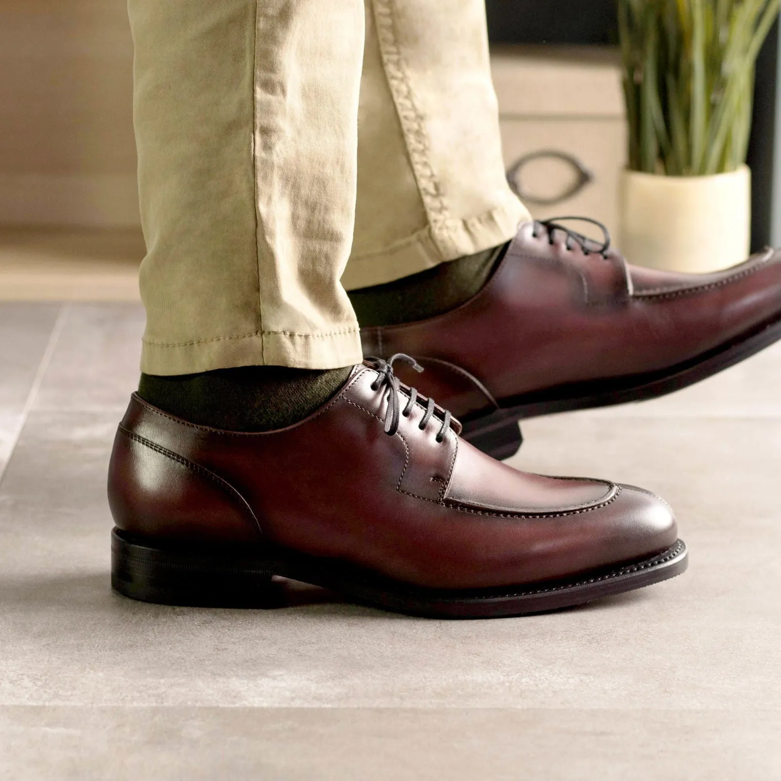 Men's Derby Split Toe Leather Shoes Goodyear Welt Wide Plus Size 5347