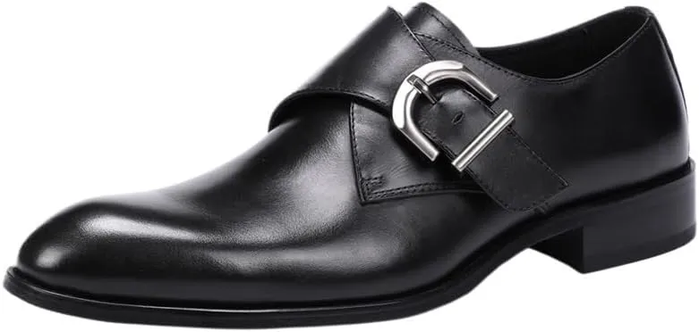 Men's Dress Shoes Spanish Leather Casual Monk Slip On Breathable Non Slip Block Heel Oxford