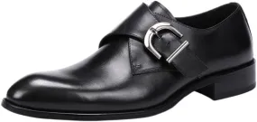 Men's Dress Shoes Spanish Leather Casual Monk Slip On Breathable Non Slip Block Heel Oxford