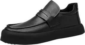 Men's Leather Casual Dress Shoes, Slip-On Design Breathable and Comfortable Perfect for Business and Leisure