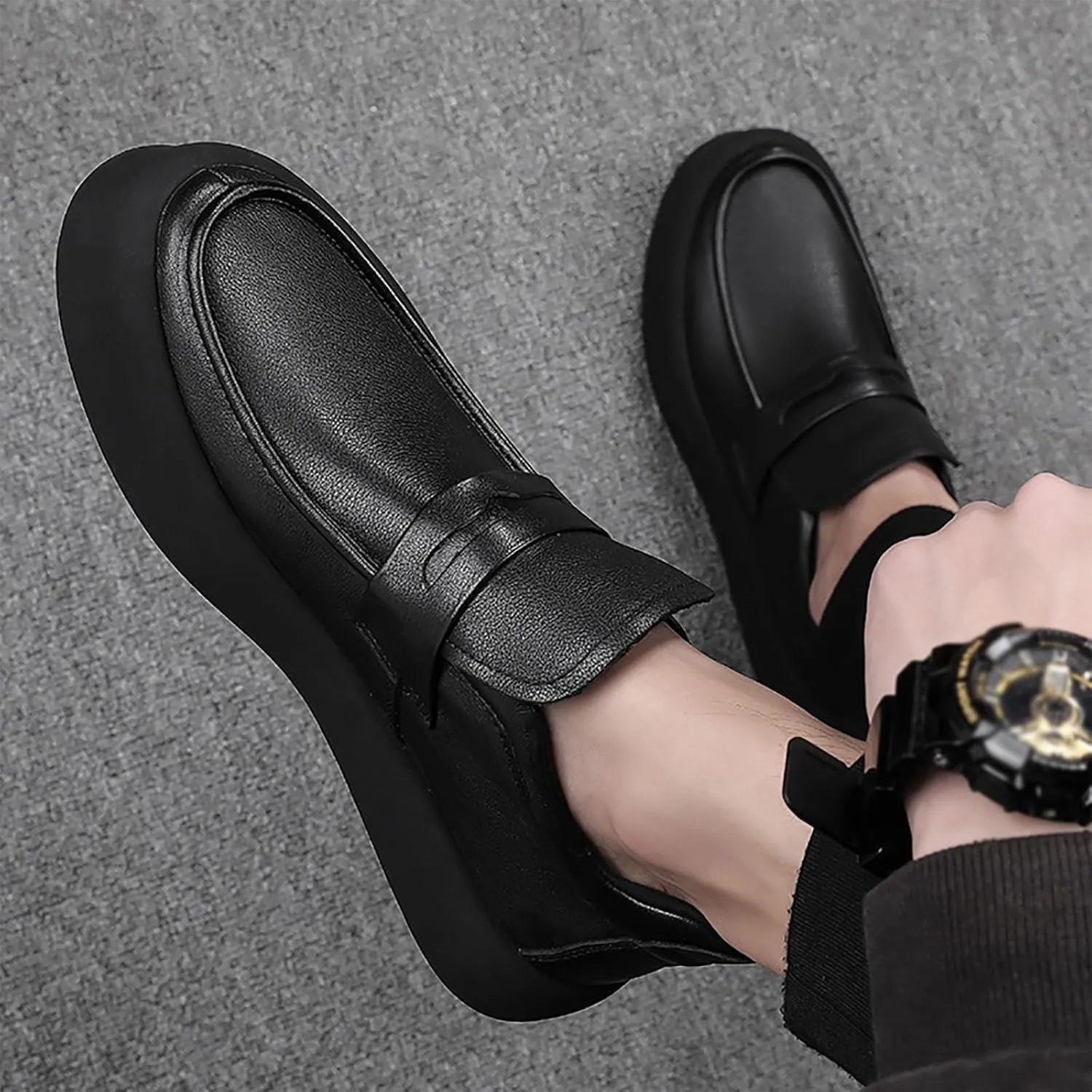 Men's Leather Casual Dress Shoes, Slip-On Design Breathable and Comfortable Perfect for Business and Leisure