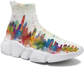 Mens Running Sneakers Art Graffiti Painted Shoes Mesh Breathable Slip-on Womens Tennis Shoes