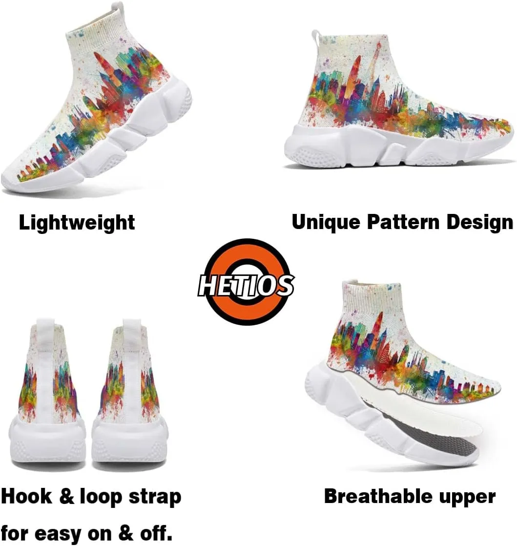 Mens Running Sneakers Art Graffiti Painted Shoes Mesh Breathable Slip-on Womens Tennis Shoes