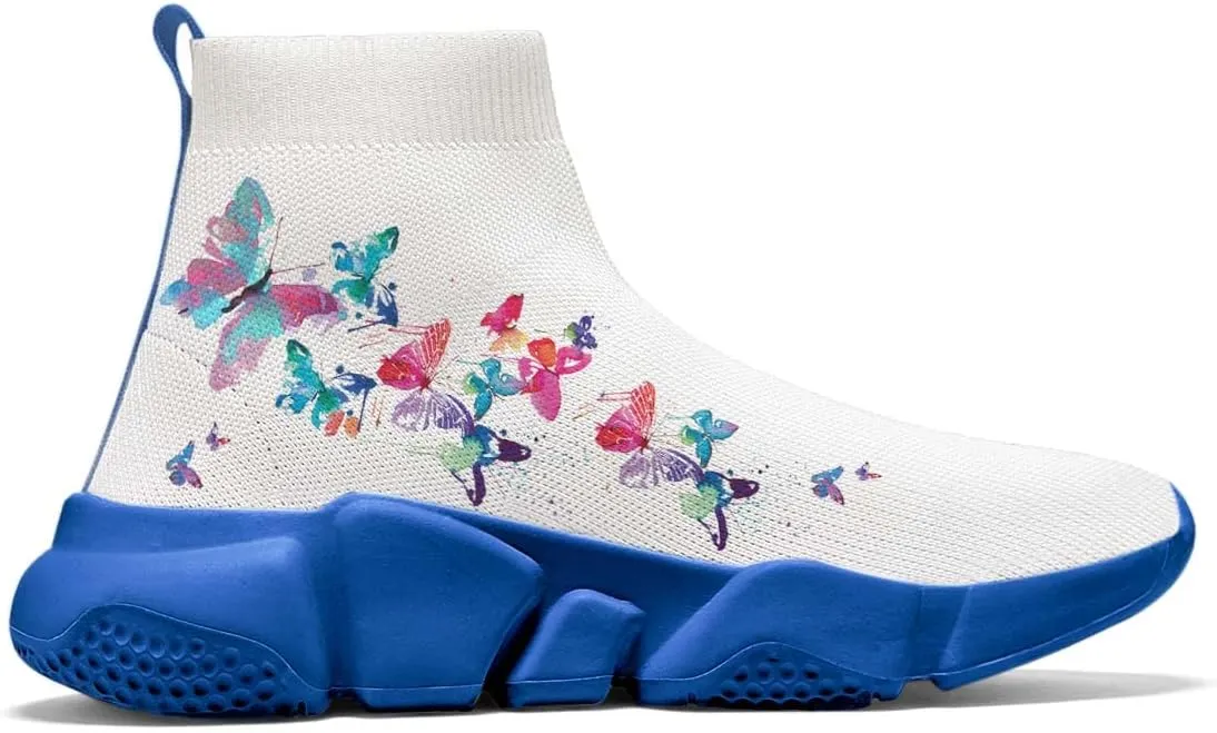 Mens Running Sneakers Art Graffiti Painted Shoes Mesh Breathable Slip-on Womens Tennis Shoes